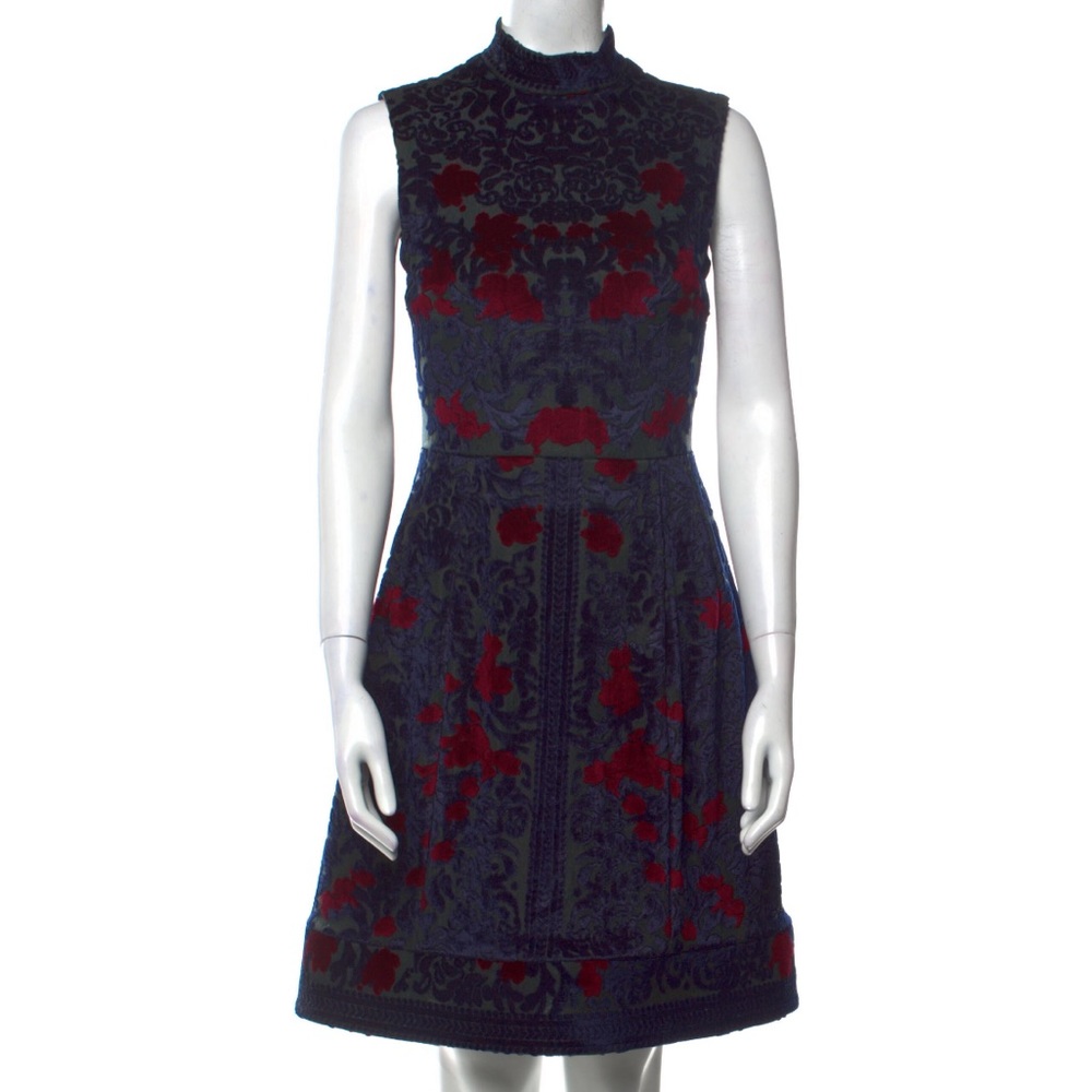 YIGAL AZROUEL Velvet Navy & Red Dress